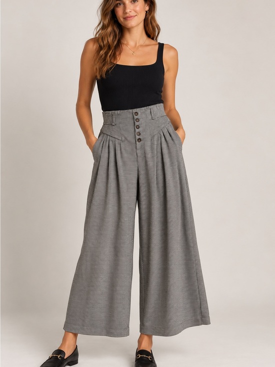 Maeve Pants - Maeve by Anthropologie Houndstooth Wide Leg Cropped Pants Size Medium